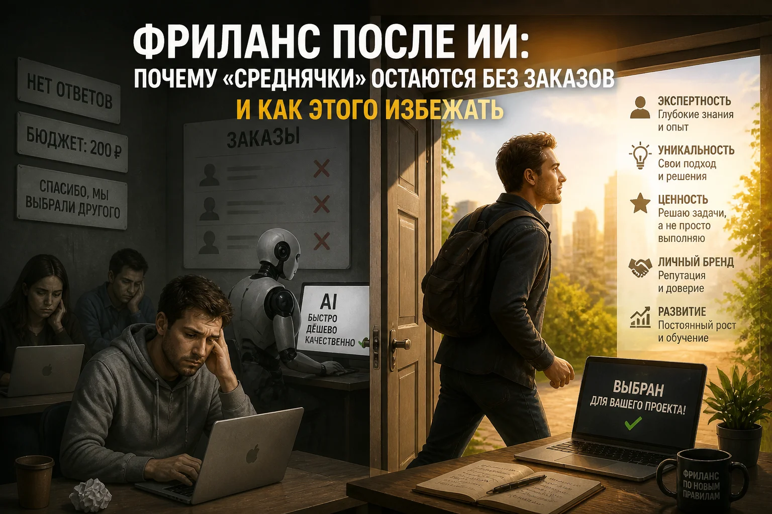 Фриланс после ИИ: почему «среднячки» остаются без заказов и как этого избежать