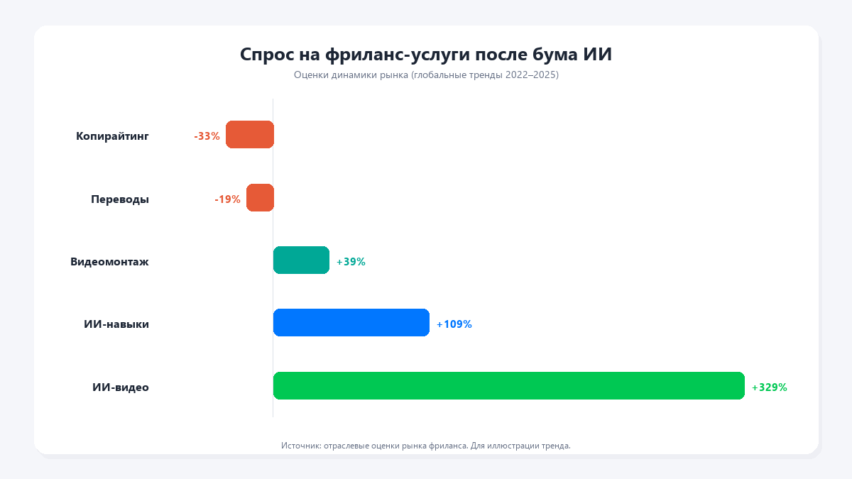Динамика спроса на услуги фриланса после бума ИИ