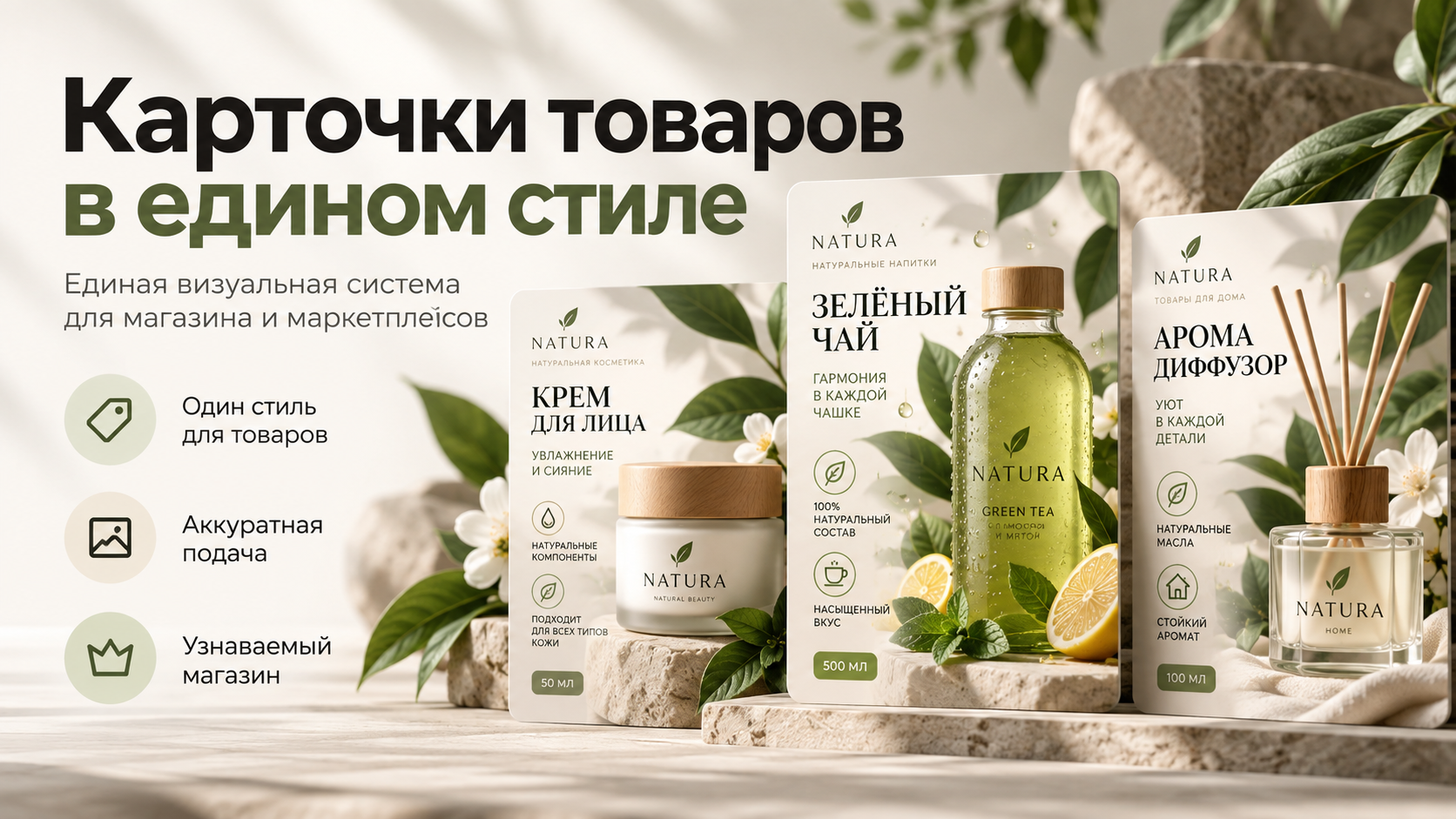 Создам карточки товаров в едином стиле для магазина