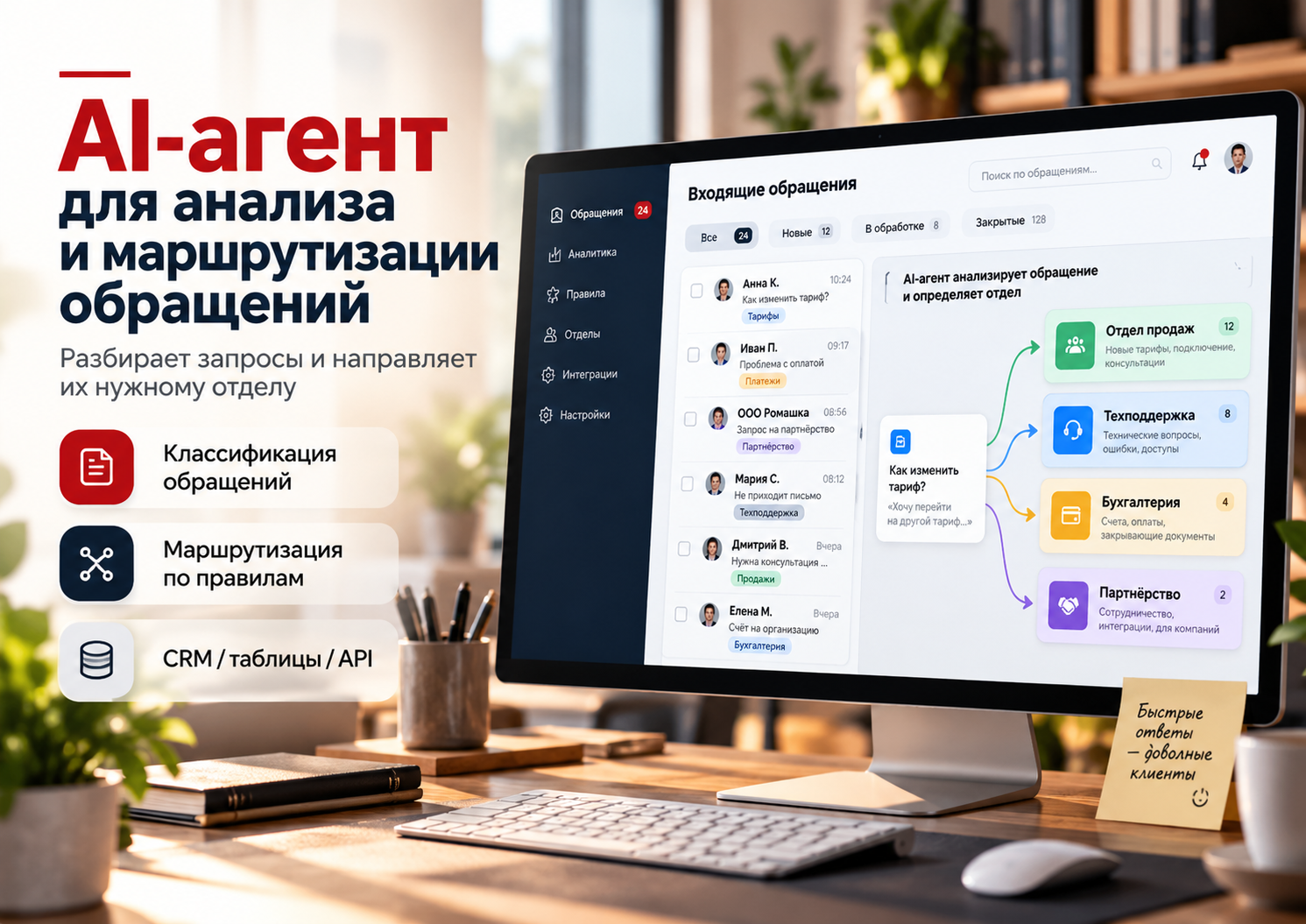 Создам AI-агента для анализа и маршрутизации обращений