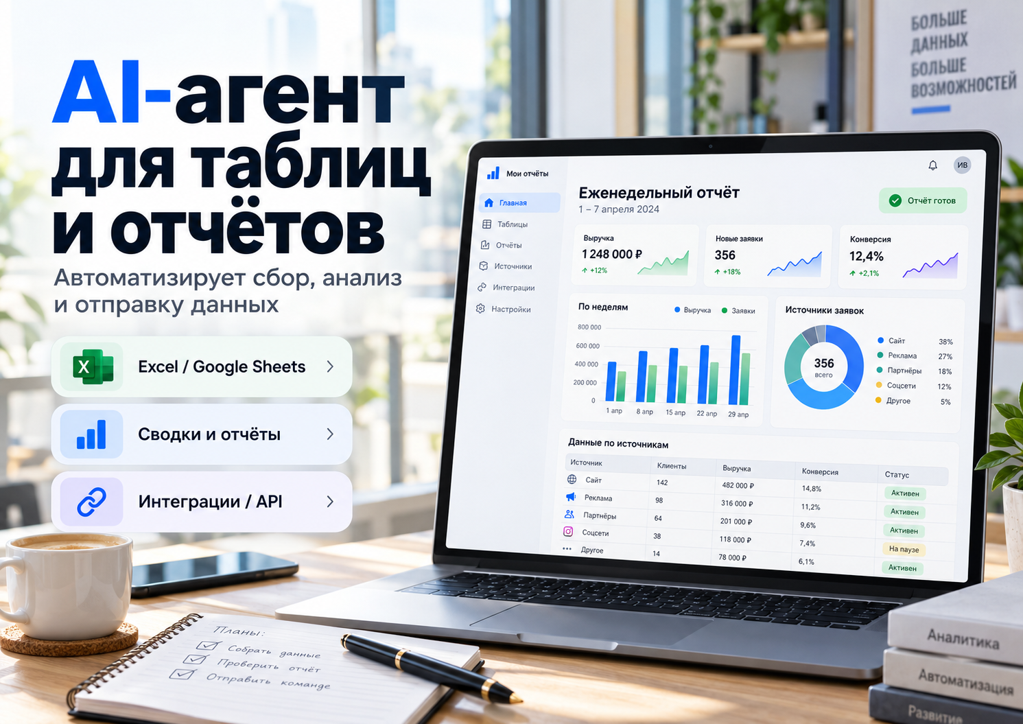 Создам AI-агента для работы с таблицами и отчётами