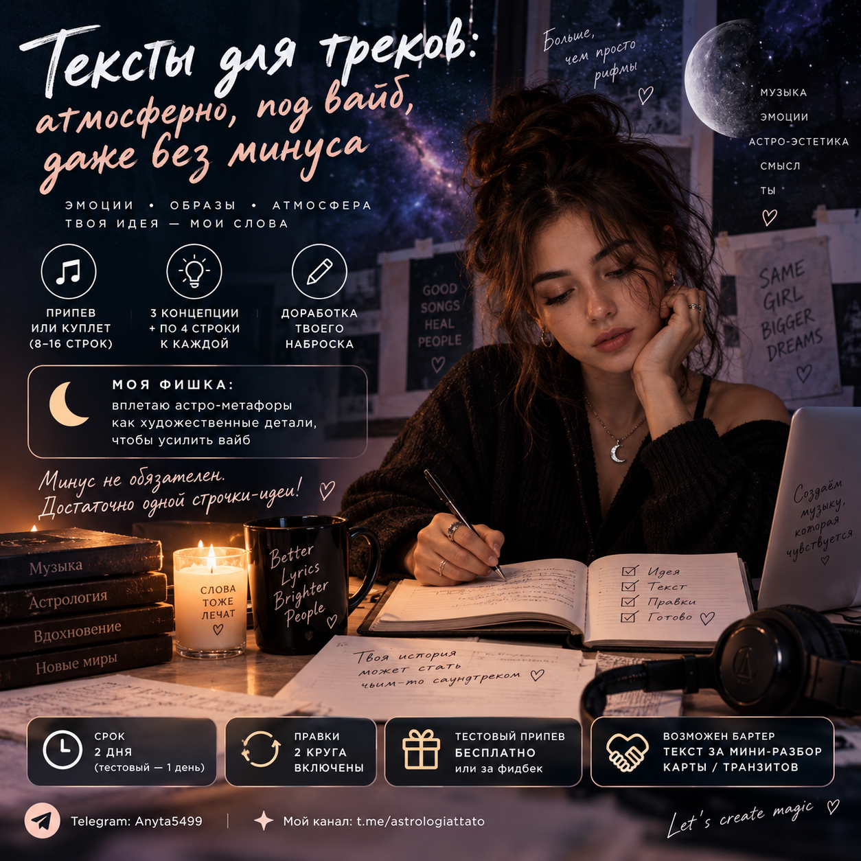 Текст для треков песен.