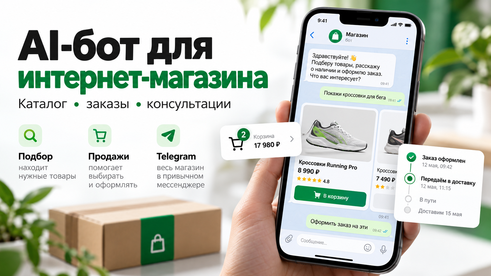 Создам AI-бота для интернет-магазина в Telegram
