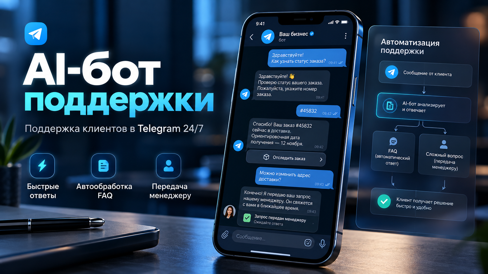 Создам AI-бота поддержки клиентов в Telegram