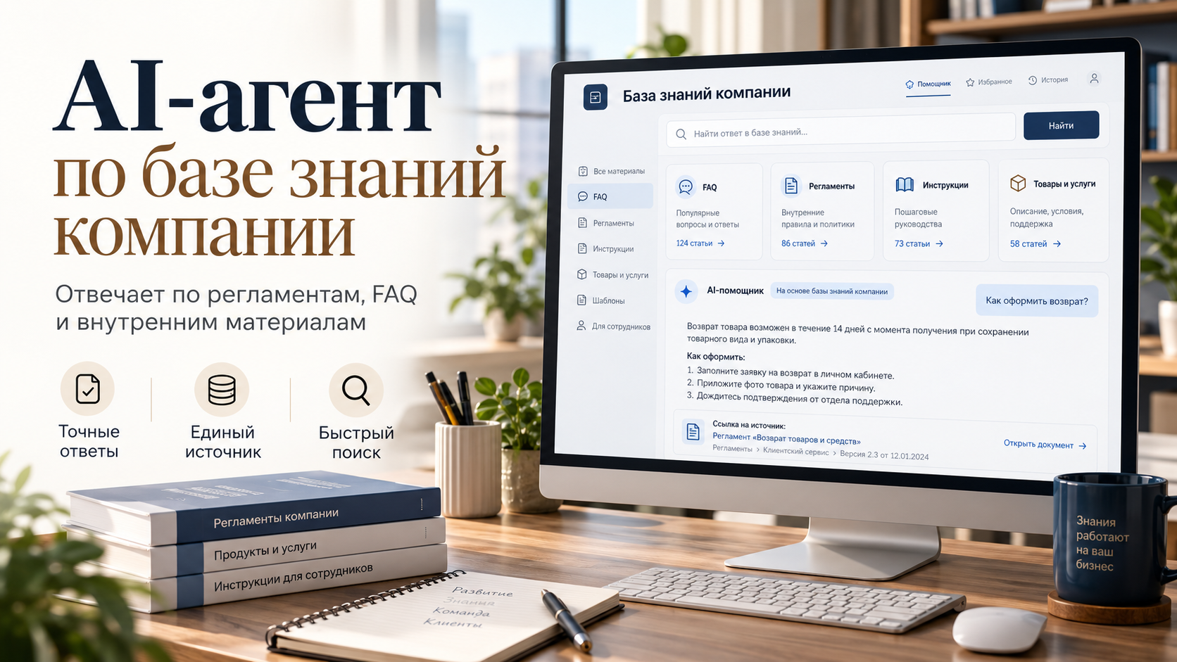 Создам AI-агента по базе знаний компании