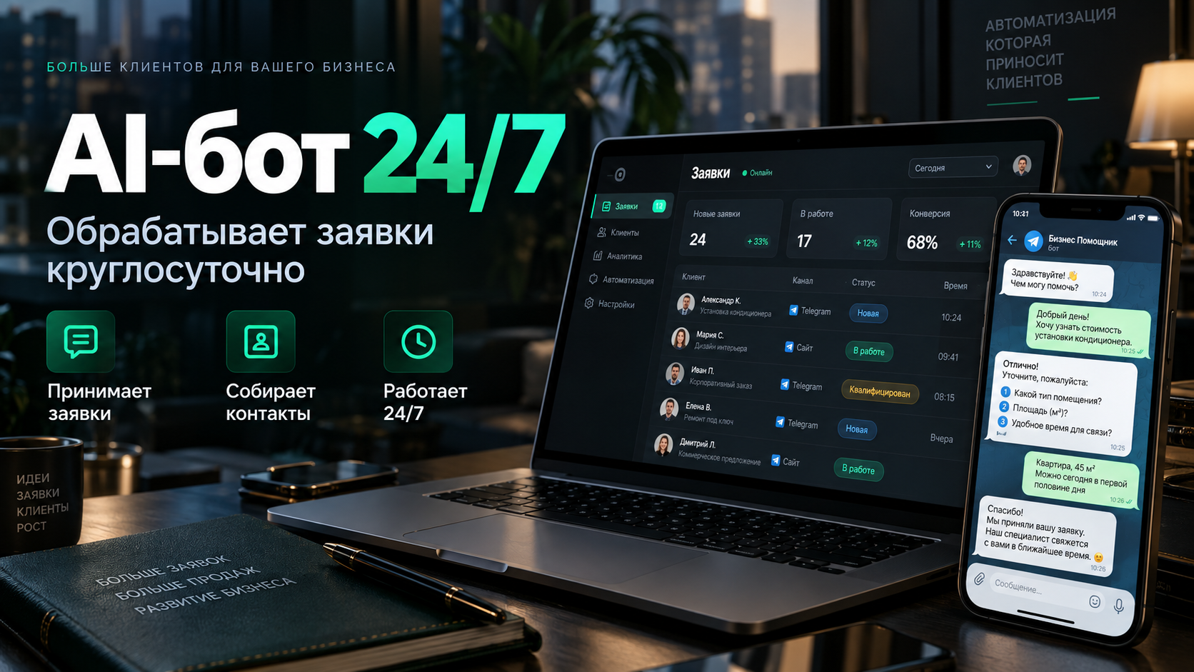 Создам AI-бота для обработки заявок 24/7