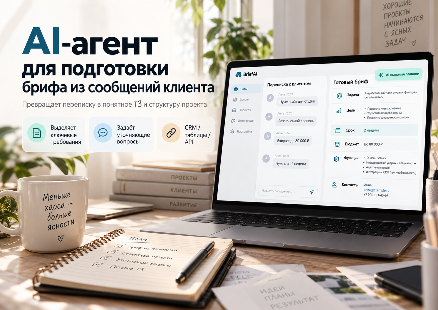 Создам AI-агента для подготовки брифа из сообщений клиента